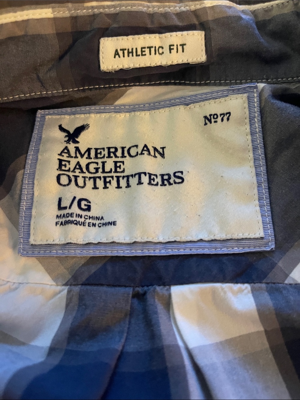 American Eagle Outfitters Blue and White Plaid Button-Down Shirt - Picture 2 of 3